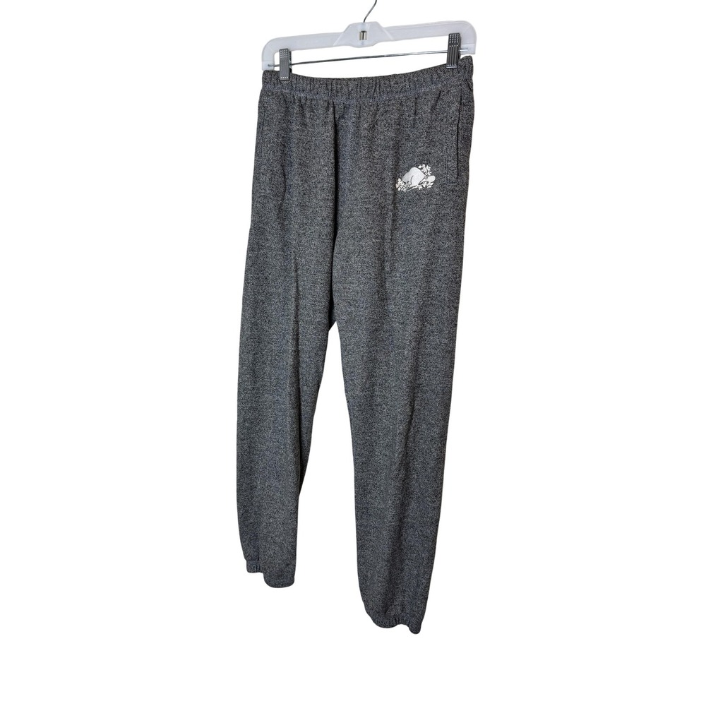 Roots Sweatpants Womens Small Gray‎ Fleece Joggers Tapered Logo Pockets Lounge